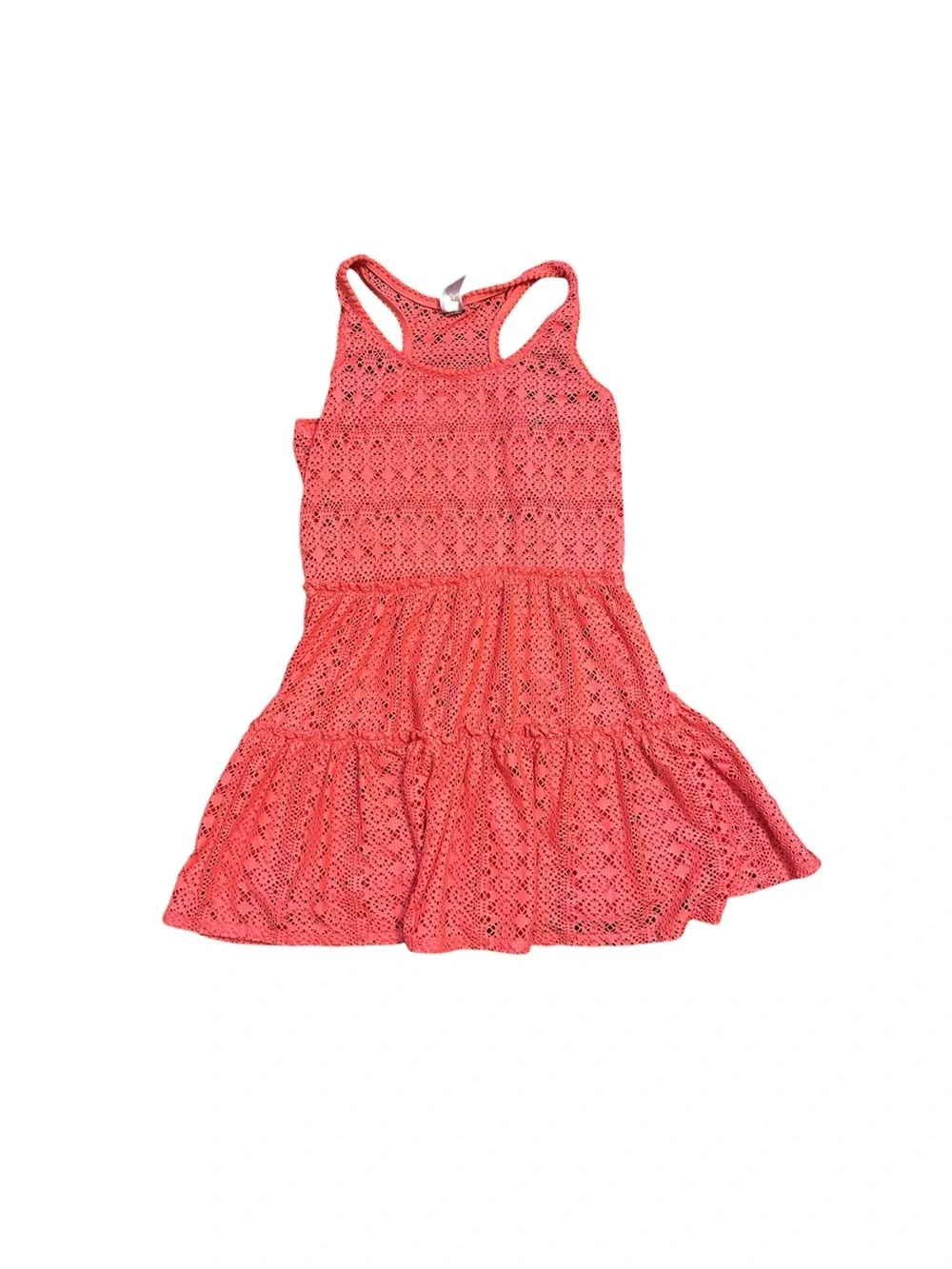 Cat & Jack Coral Lace Sundress + Striped Ruffle Swimsuit